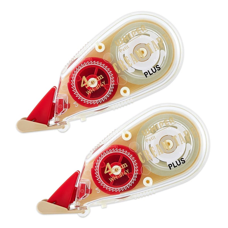 PLUS WH-814Y Correction Tape, Whitepaper Pouch, Cream Tape, 0.2 inches (4 mm), 51-642 x 2 - Image 1